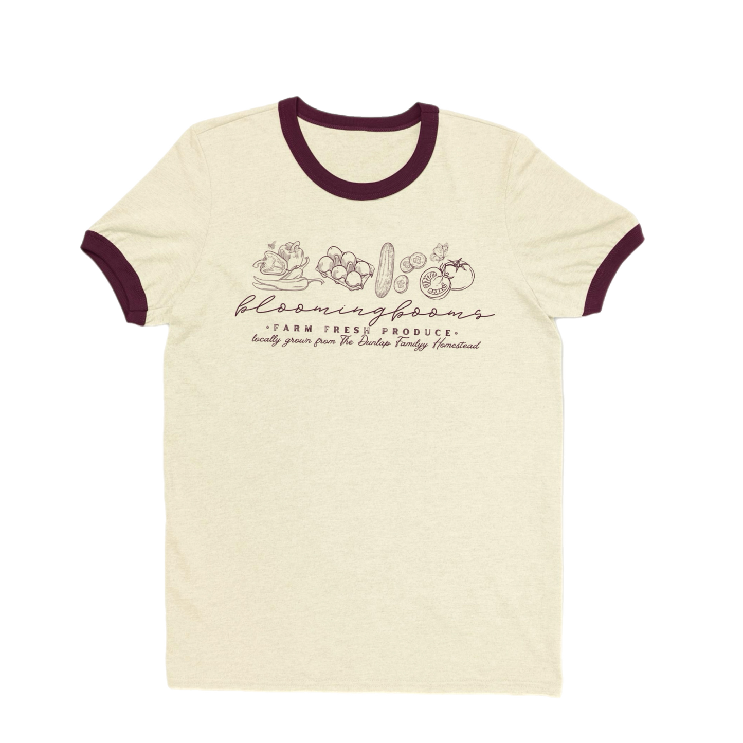 blooming booms farmstand ringer tshirt