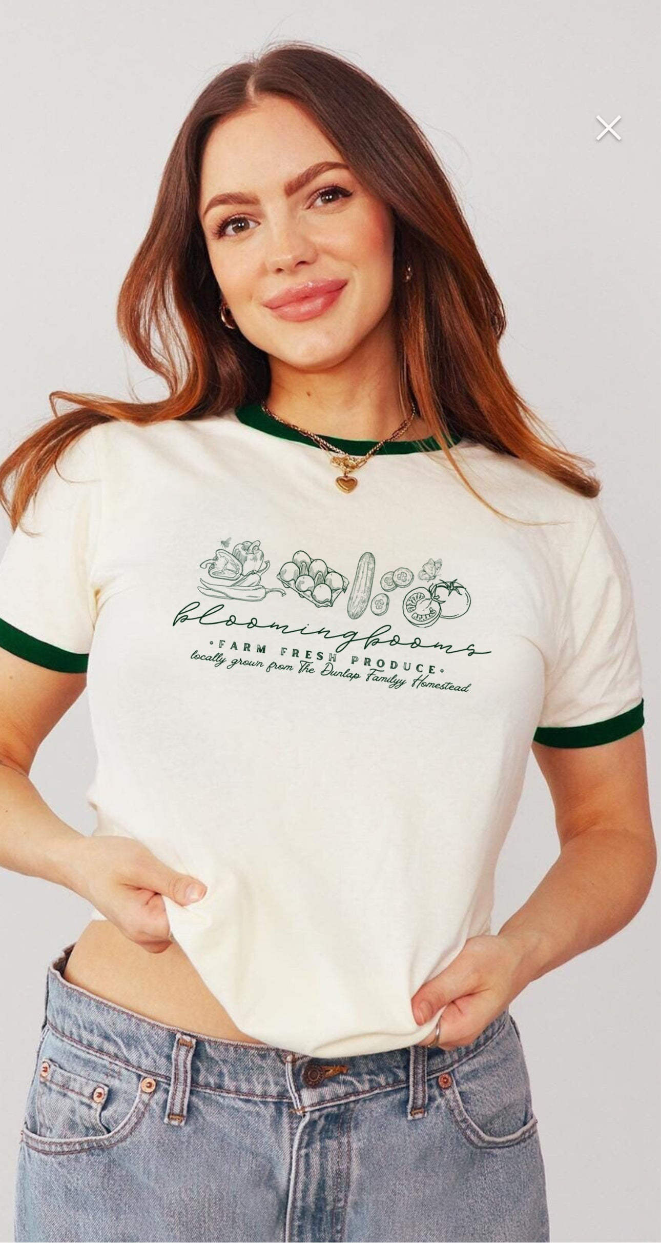 blooming booms farmstand ringer tshirt